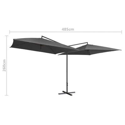 dobbelt parasol med stålstang 250x250 cm antracitgrå