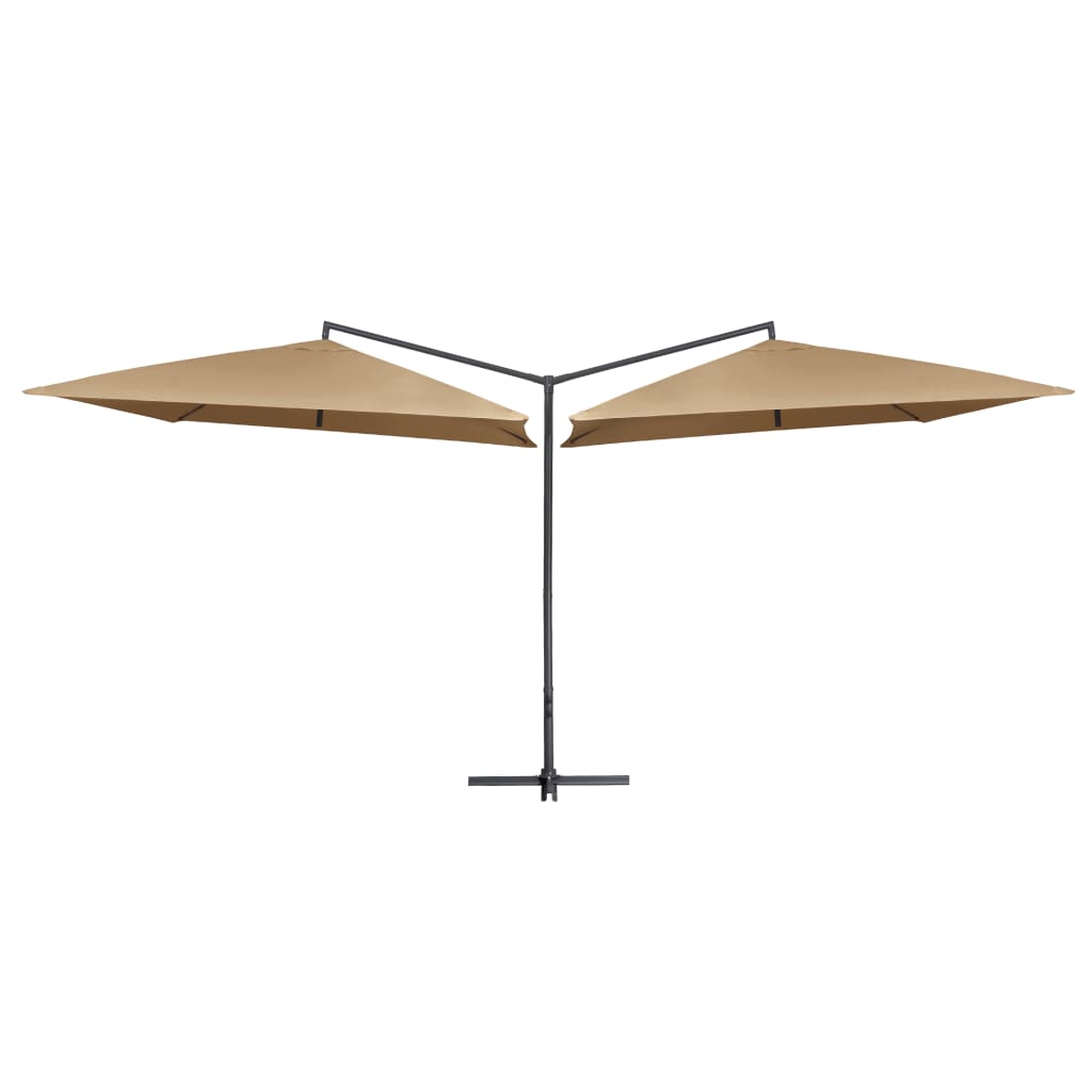 dobbelt parasol med stålstang 250x250 cm gråbrun