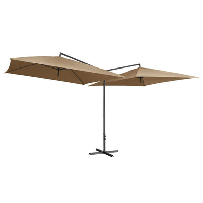 dobbelt parasol med stålstang 250x250 cm gråbrun