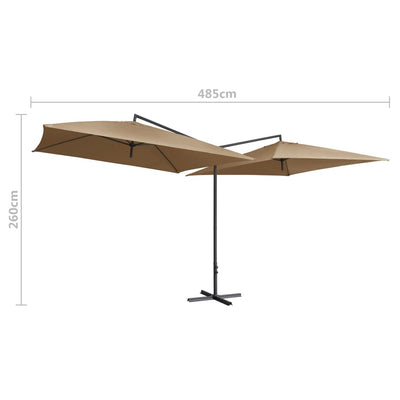 dobbelt parasol med stålstang 250x250 cm gråbrun