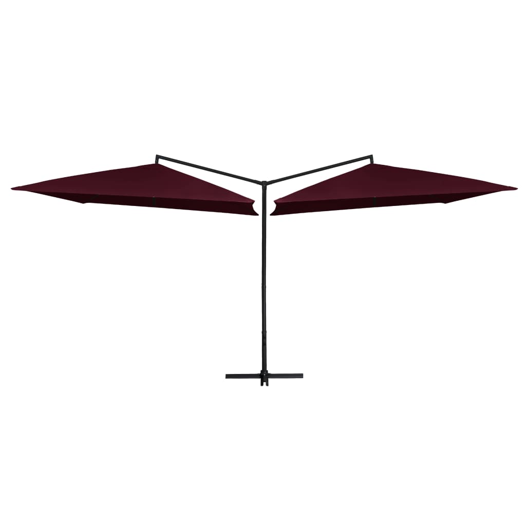 dobbelt parasol med stålstang 250x250 cm bordeauxfarvet