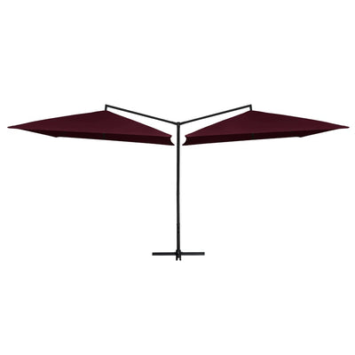 dobbelt parasol med stålstang 250x250 cm bordeauxfarvet