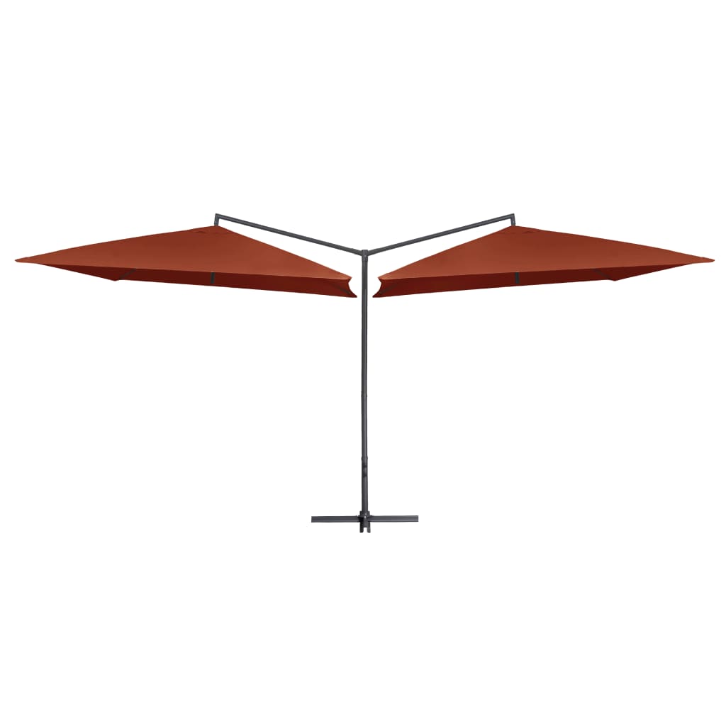 dobbelt parasol med stålstang 250x250 cm teracotta