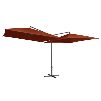 dobbelt parasol med stålstang 250x250 cm teracotta