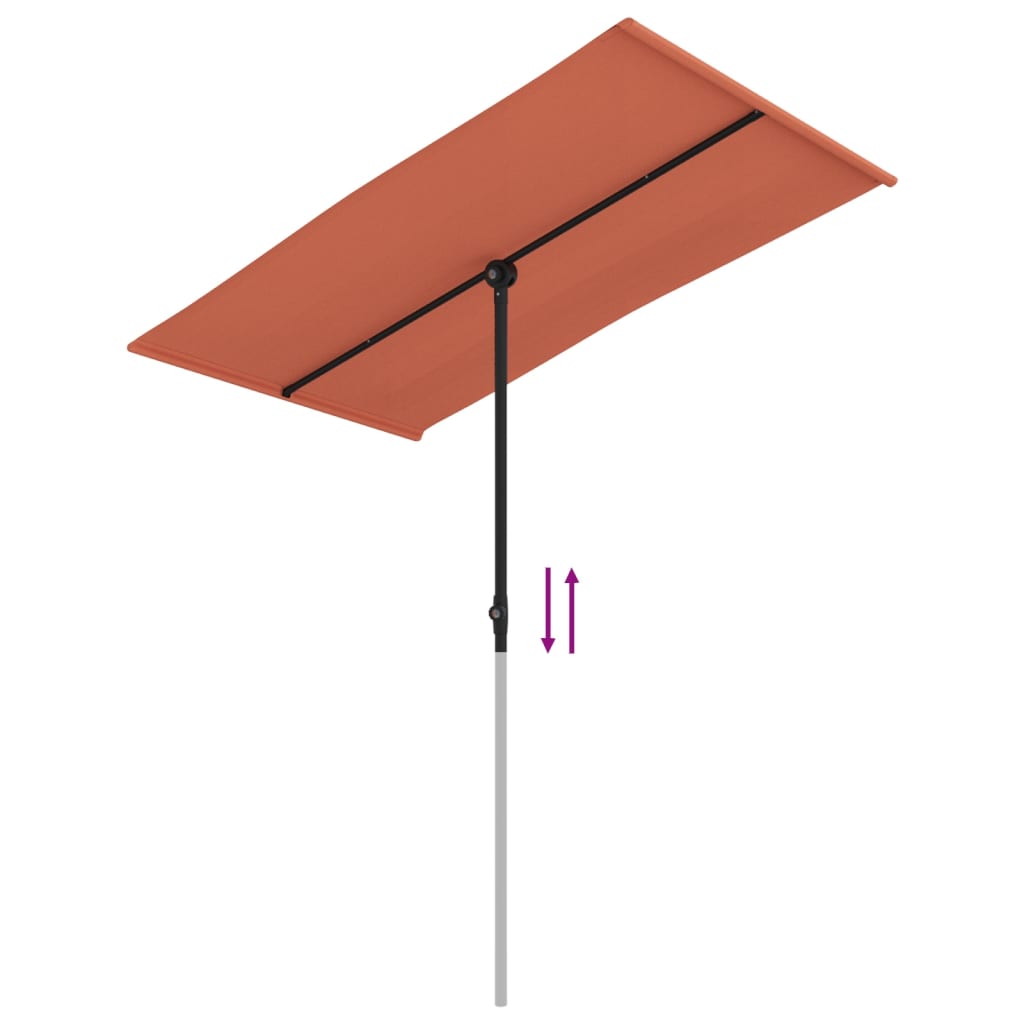 haveparasol med aluminiumstang 180x110 cm terracotta