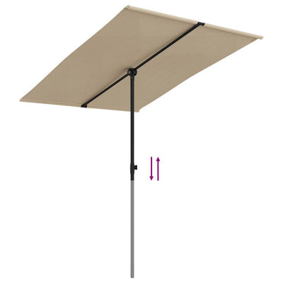 haveparasol med aluminiumsstang 2x1,5 m gråbrun