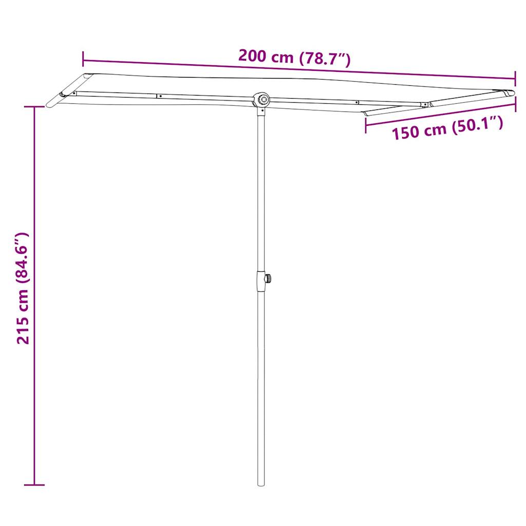 haveparasol med aluminiumsstang 2x1,5 m gråbrun