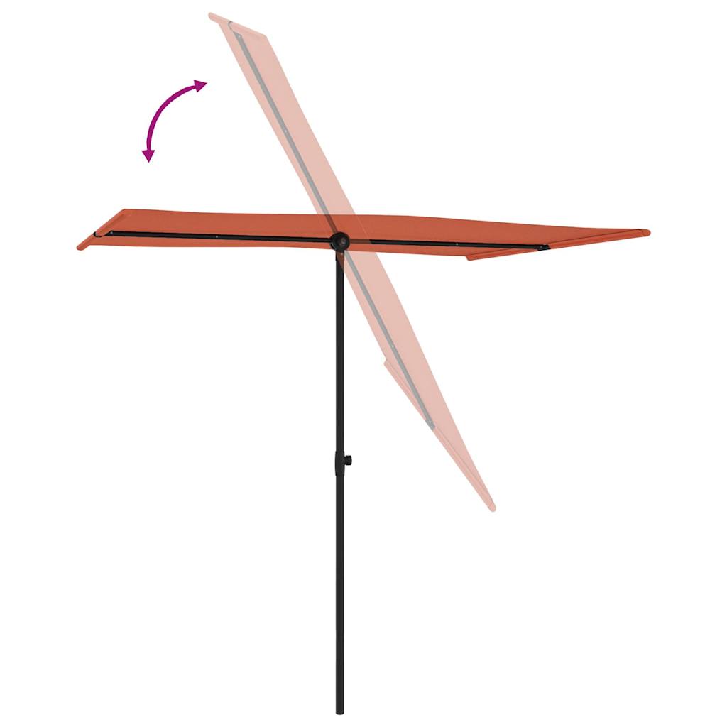 haveparasol med aluminiumstang 2x1,5 m terracotta