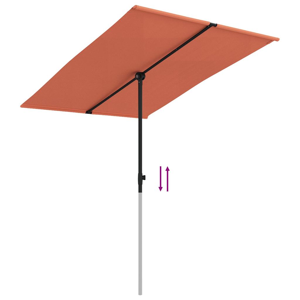 haveparasol med aluminiumstang 2x1,5 m terracotta