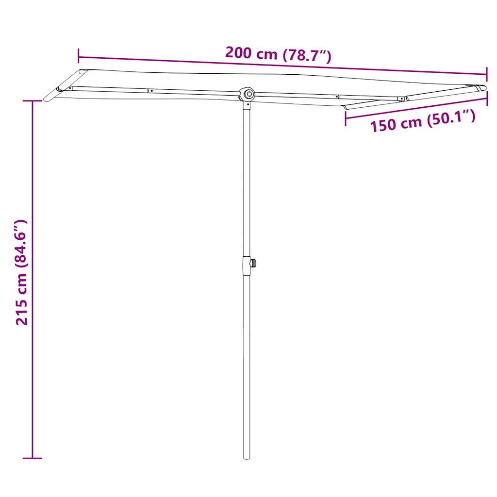 haveparasol med aluminiumstang 2x1,5 m terracotta