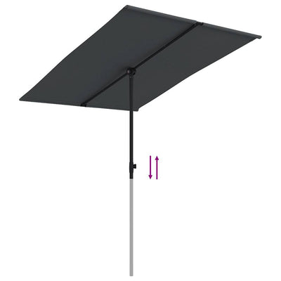 haveparasol med aluminiumsstang 2x1,5 m sort