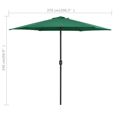 haveparasol med aluminiumstang 270x246 cm grøn