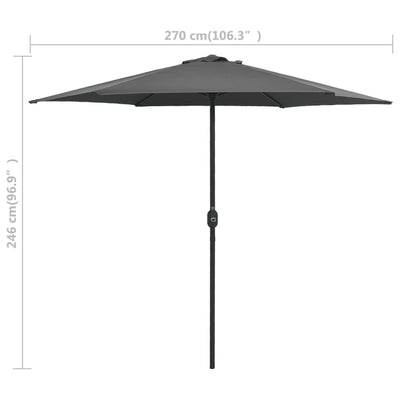 parasol med aluminiumsstang 270x246 cm antracitgrå