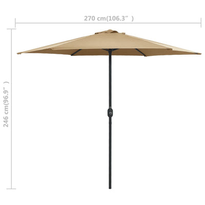 haveparasol med aluminiumstang 270x246 cm gråbrun