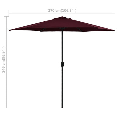 haveparasol med aluminiumstang 270x246 cm bordeauxrød