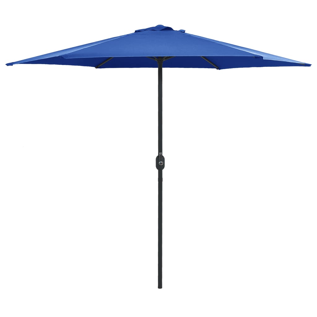 haveparasol med aluminiumstang 270x246 cm azurblå