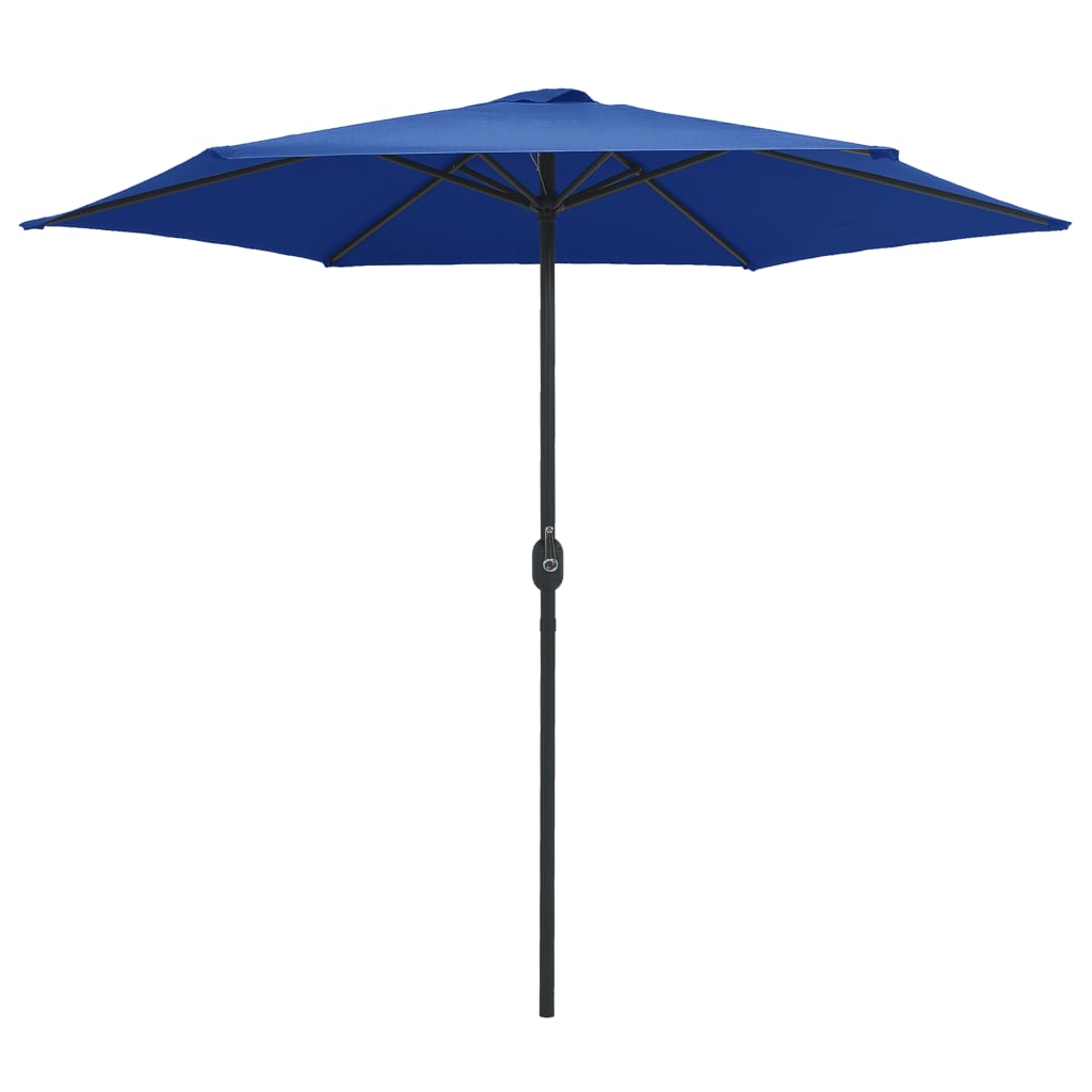 haveparasol med aluminiumstang 270x246 cm azurblå