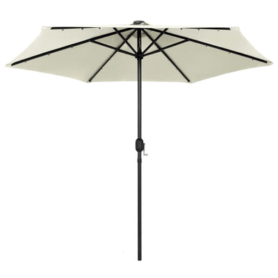 parasol med LED-lys og aluminiumsstang 270 cm sandhvid