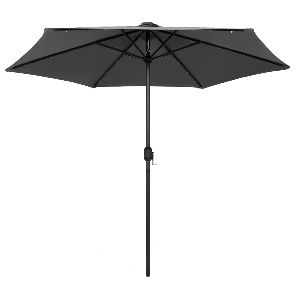 parasol med LED-lys og aluminiumsstang 270 cm antracitgrå