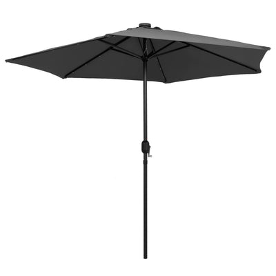 parasol med LED-lys og aluminiumsstang 270 cm antracitgrå