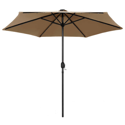 parasol med LED-lys og aluminiumsstang 270 cm gråbrun