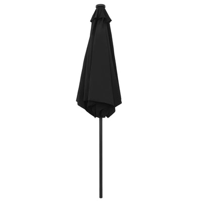 parasol med LED-lys og aluminiumsstang 270 cm sort