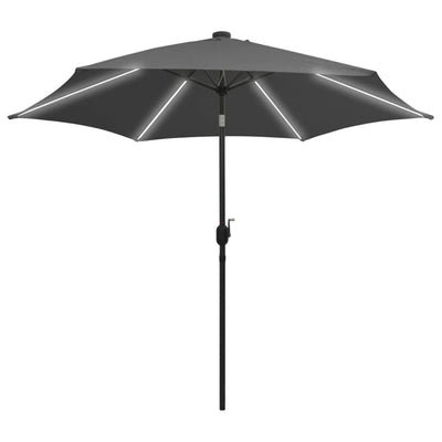 parasol med LED-lys og aluminiumsstang 300 cm antracitgrå