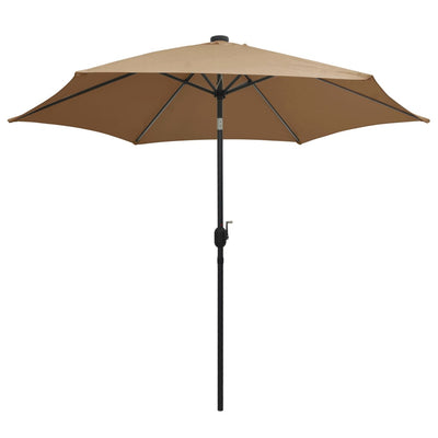 parasol med LED-lys og aluminiumsstang 300 cm gråbrun