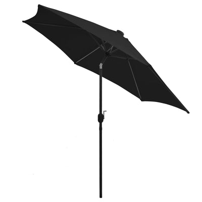 parasol med LED-lys og aluminiumsstang 300 cm sort