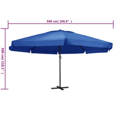 haveparasol 500 cm aluminiumstang azurblå