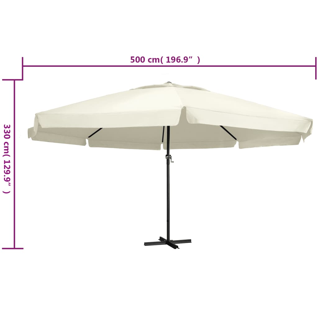 haveparasol med aluminiumstang 600 cm sandhvid