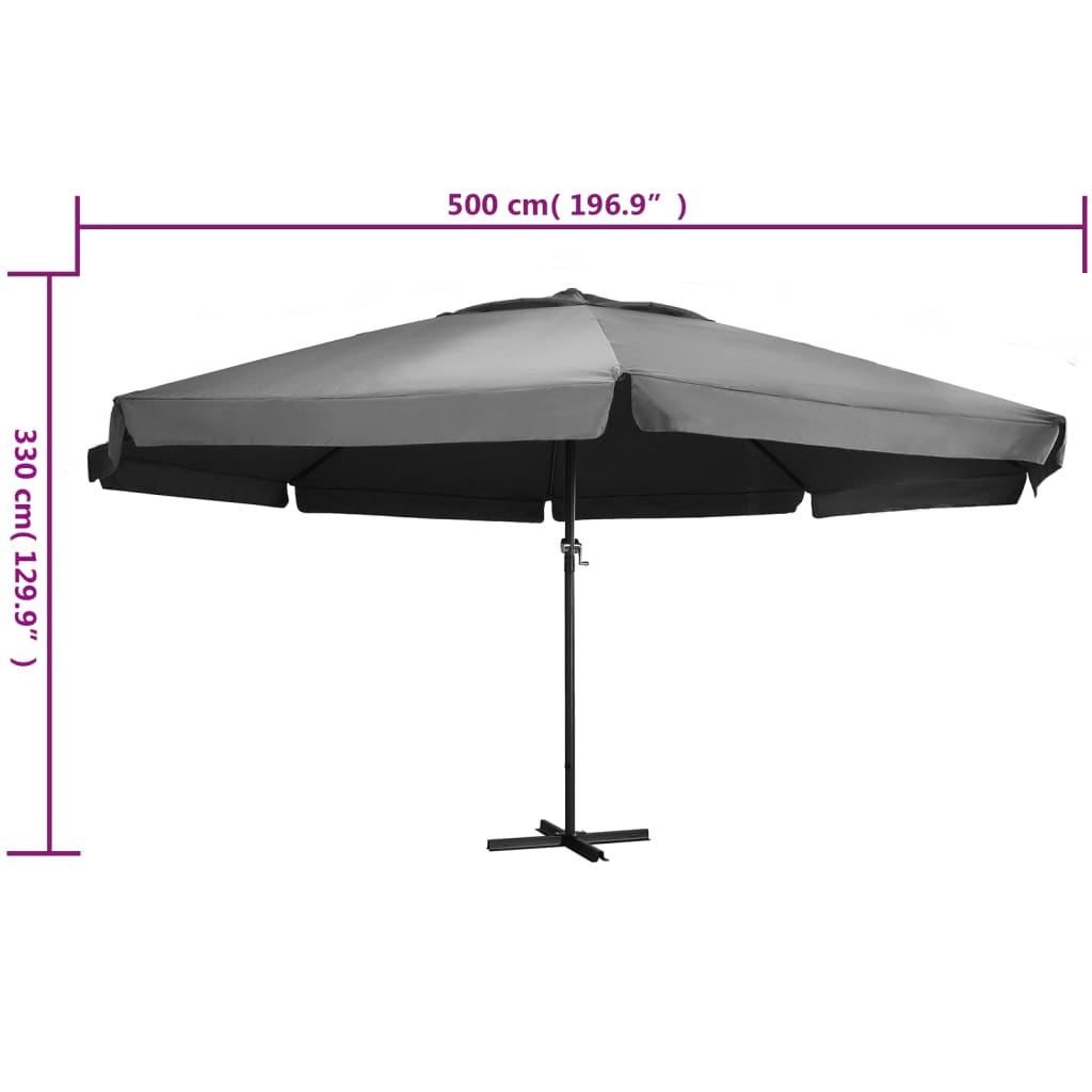 haveparasol med aluminiumstang 600 cm antracitgrå