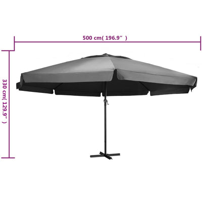 haveparasol med aluminiumstang 600 cm antracitgrå