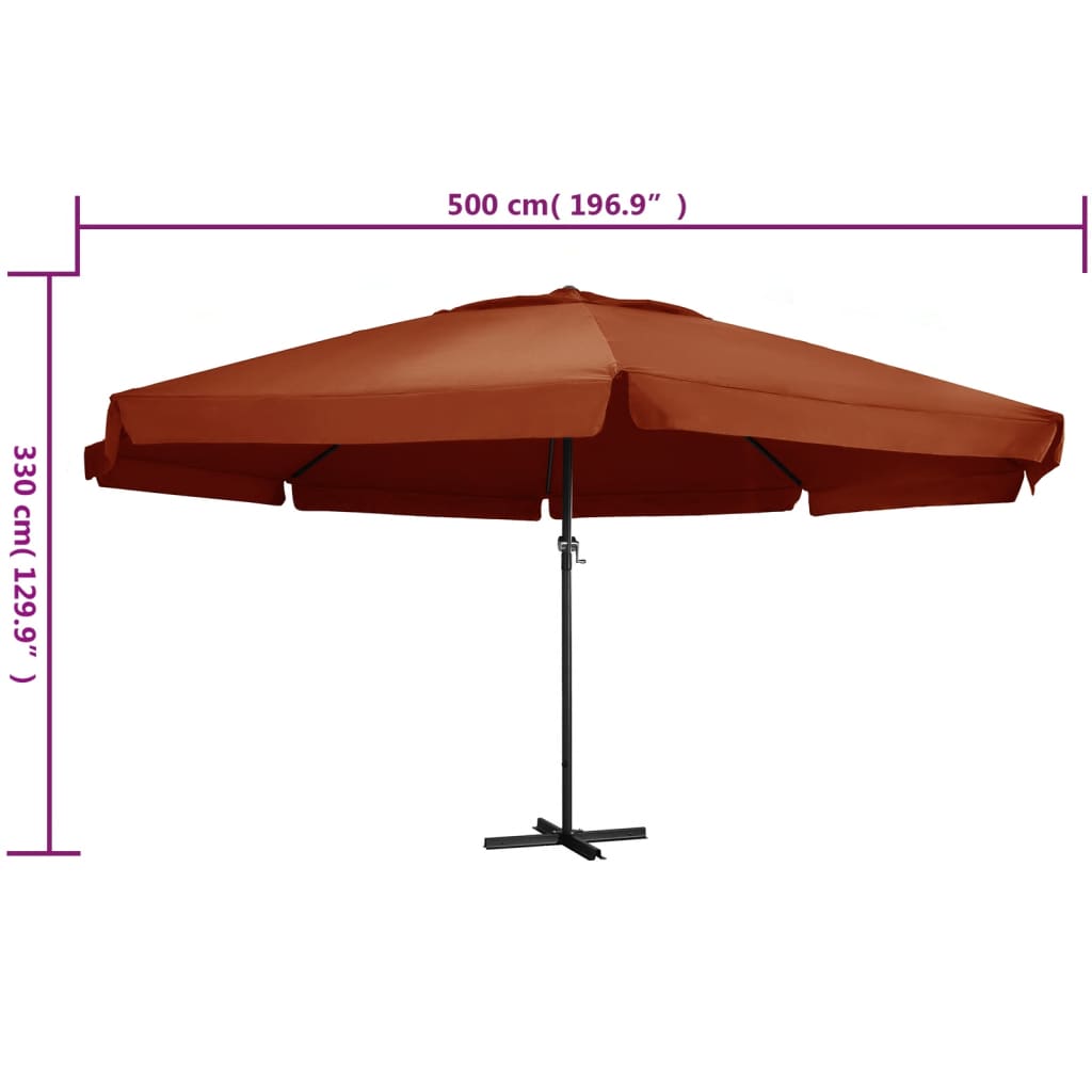 haveparasol 600 cm aluminiumstang terrakotta