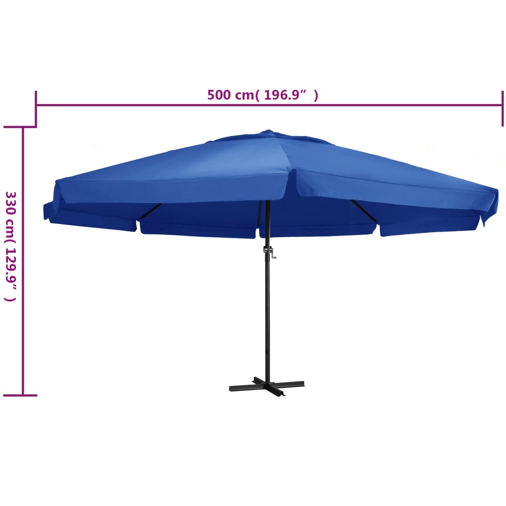 haveparasol 600 cm aluminiumstang azurblå