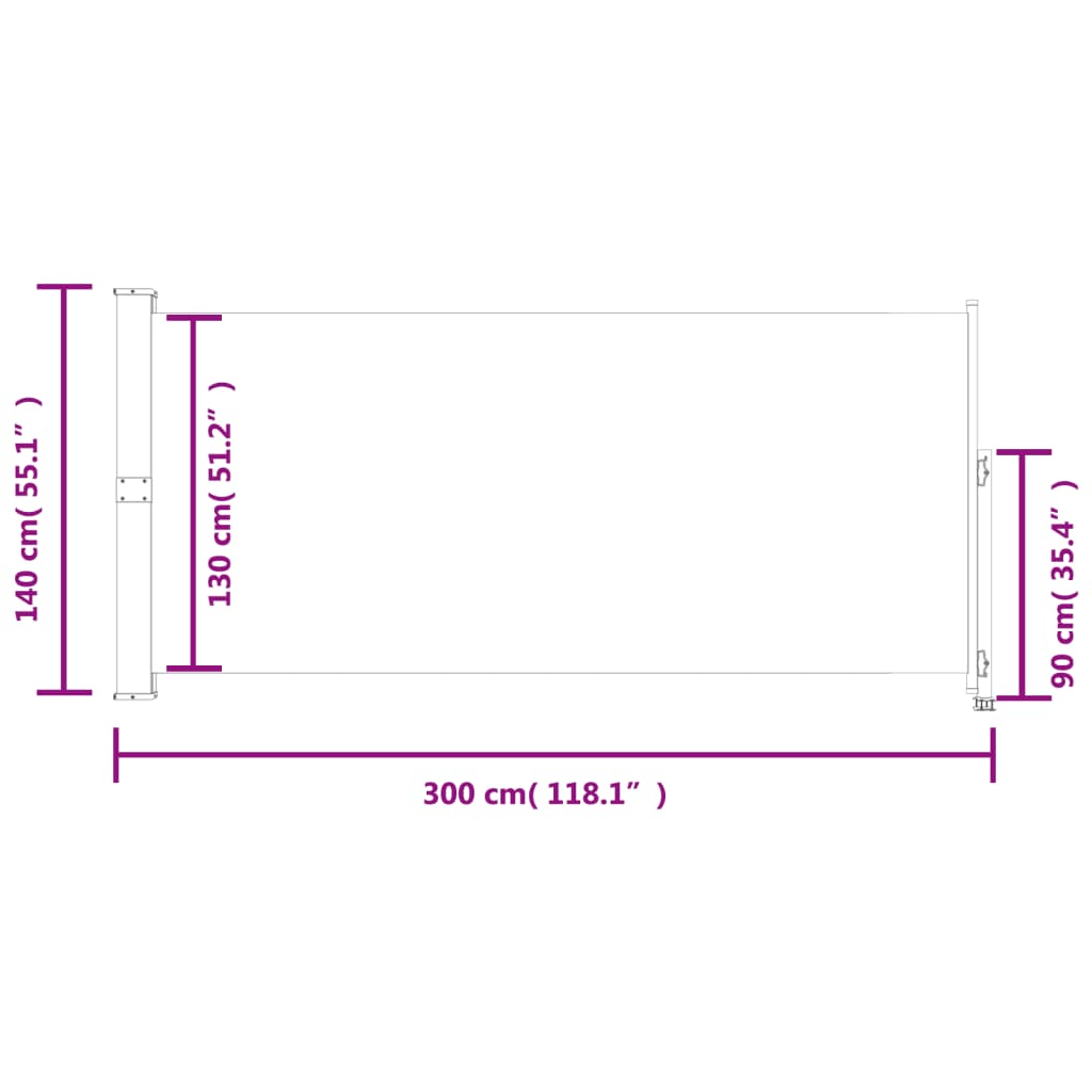 sammenrullelig sidemarkise til terrassen 140 x 300 cm rød