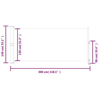 sammenrullelig sidemarkise til terrassen 140 x 300 cm rød