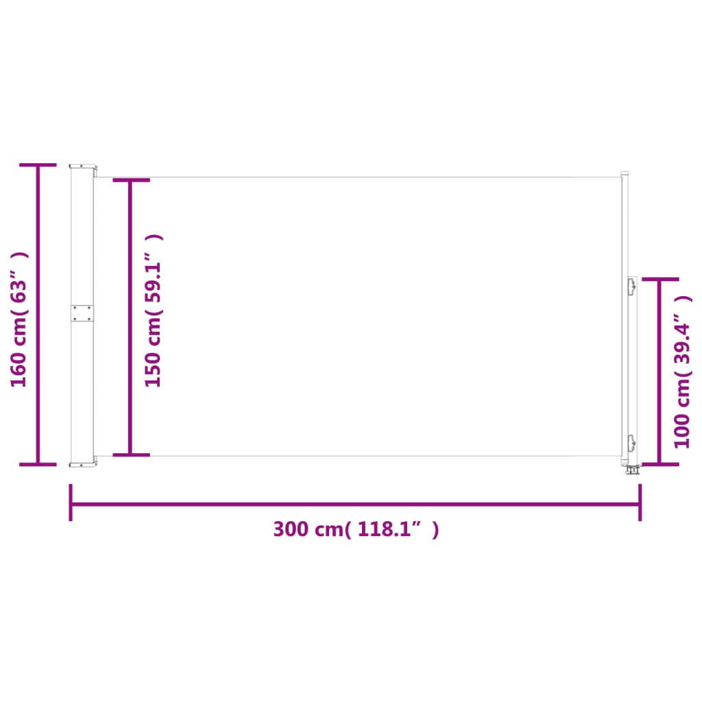 sammenrullelig sidemarkise til terrassen 160 x 300 cm brun