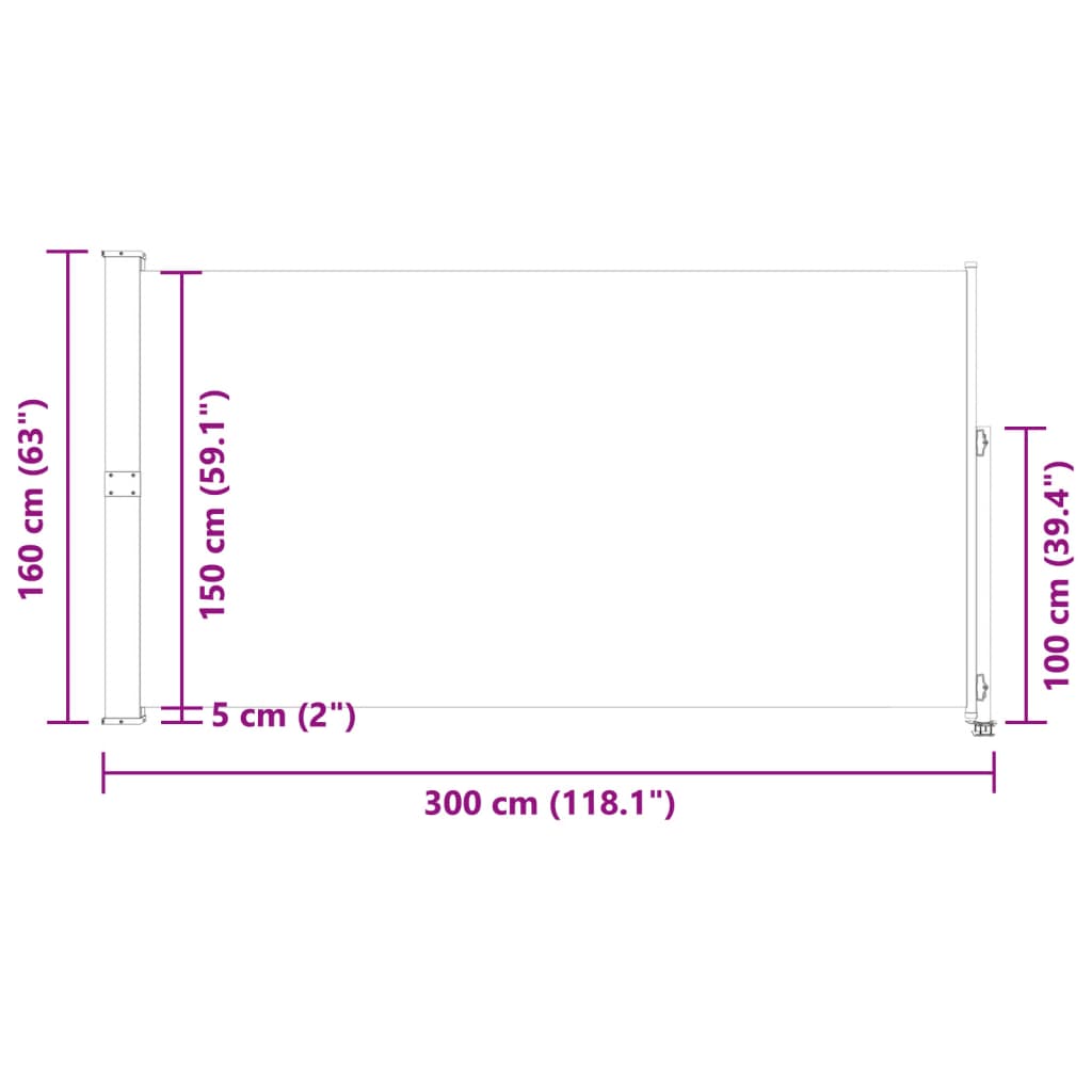 sammenrullelig sidemarkise til terrassen 160 x 300 cm blå