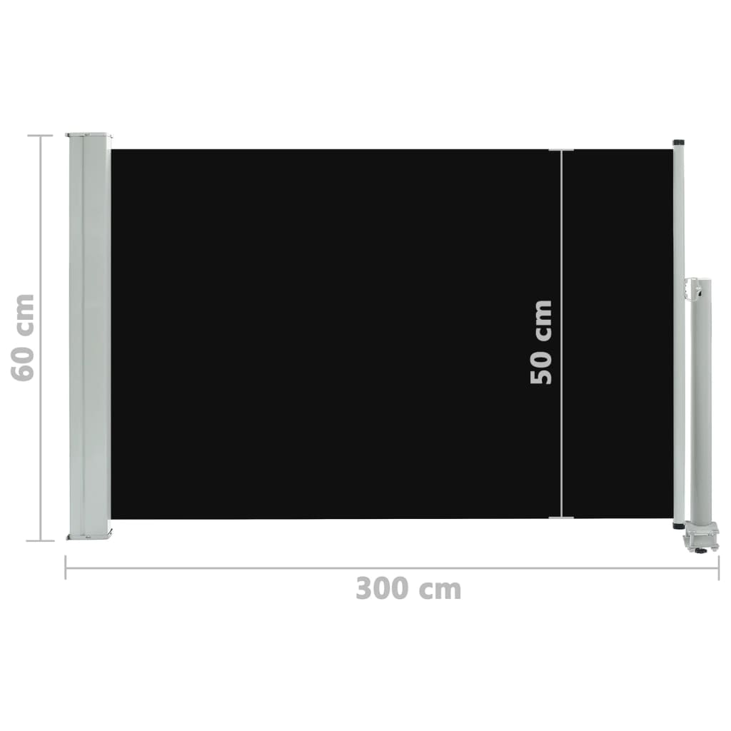 sammenrullelig sidemarkise 60 x 300 cm sort