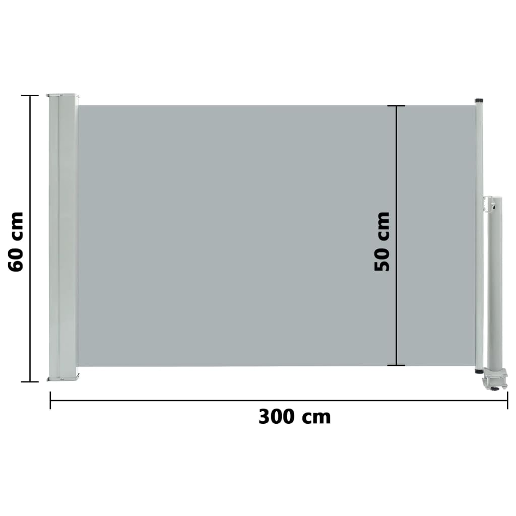 sammenrullelig sidemarkise til terrassen 60 x 300 cm grå