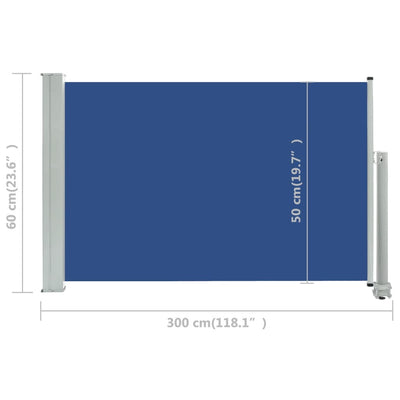 sammenrullelig sidemarkise 60 x 300 cm blå