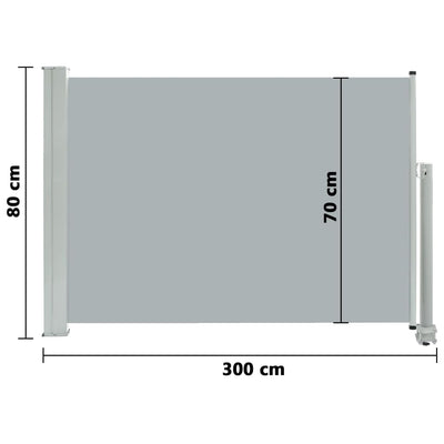 sammenrullelig sidemarkise til terrassen 80 x 300 cm grå