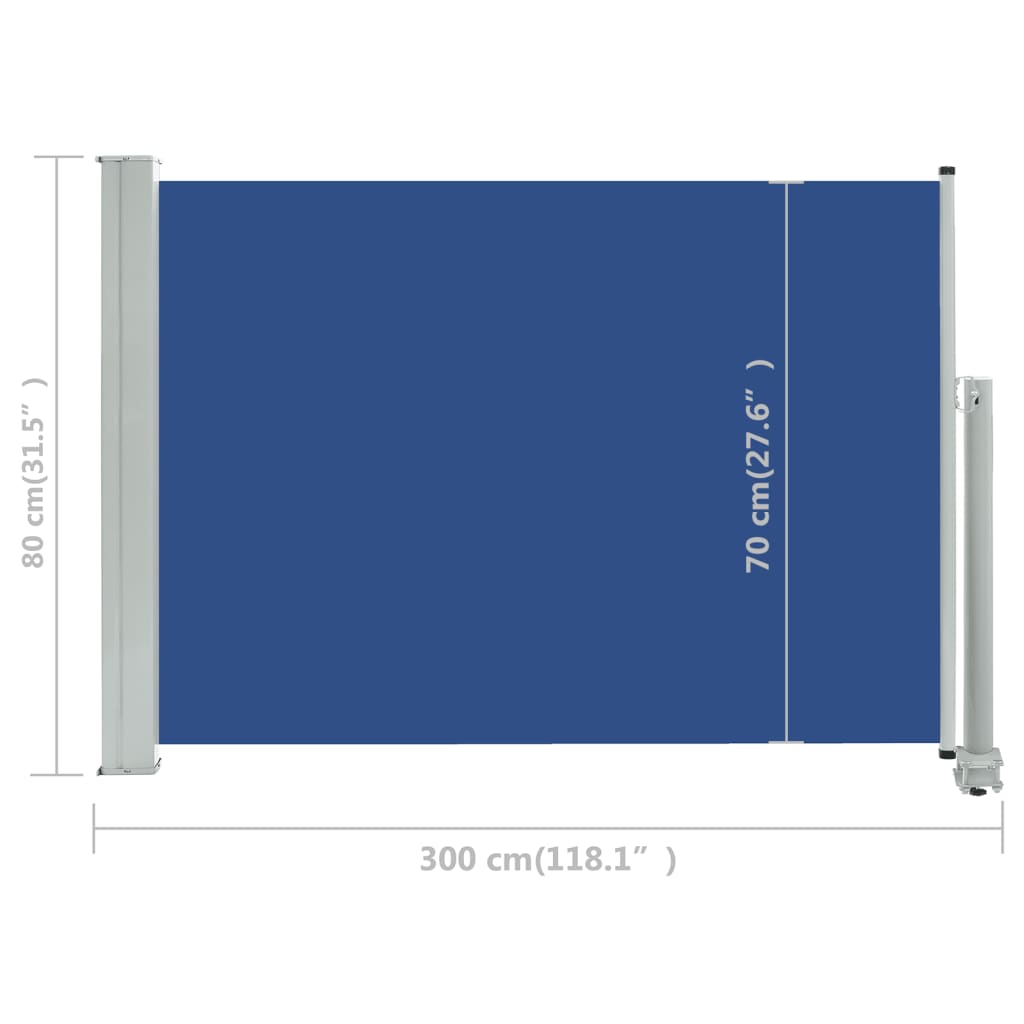 sammenrullelig sidemarkise til terrassen 80 x 300 cm blå