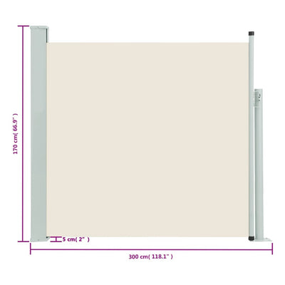 sammenrullelig sidemarkise til terrassen 170x300 cm cremefarvet