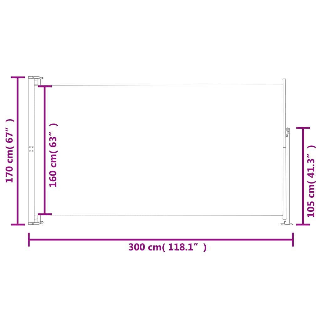 sammenrullelig sidemarkise til terrassen 170 x 300 cm blå