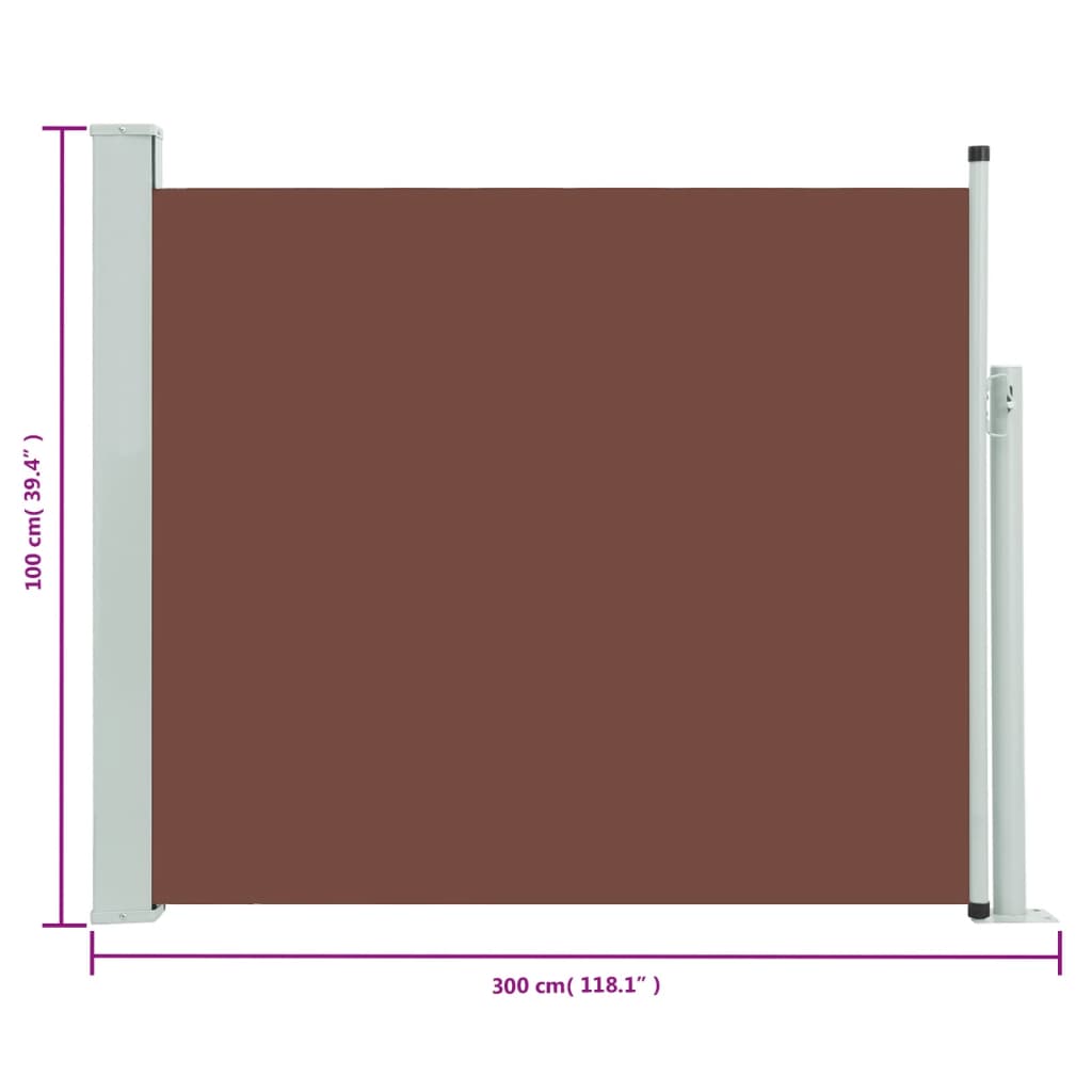 sammenrullelig sidemarkise til terrassen 100 x 300 cm brun