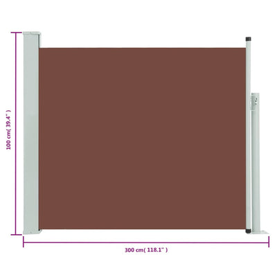 sammenrullelig sidemarkise til terrassen 100 x 300 cm brun