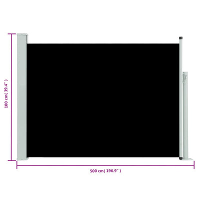 sammenrullelig sidemarkise til terrassen 100 x 500 cm sort