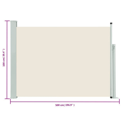 sammenrullelig sidemarkise til terrassen 100x500 cm cremefarvet